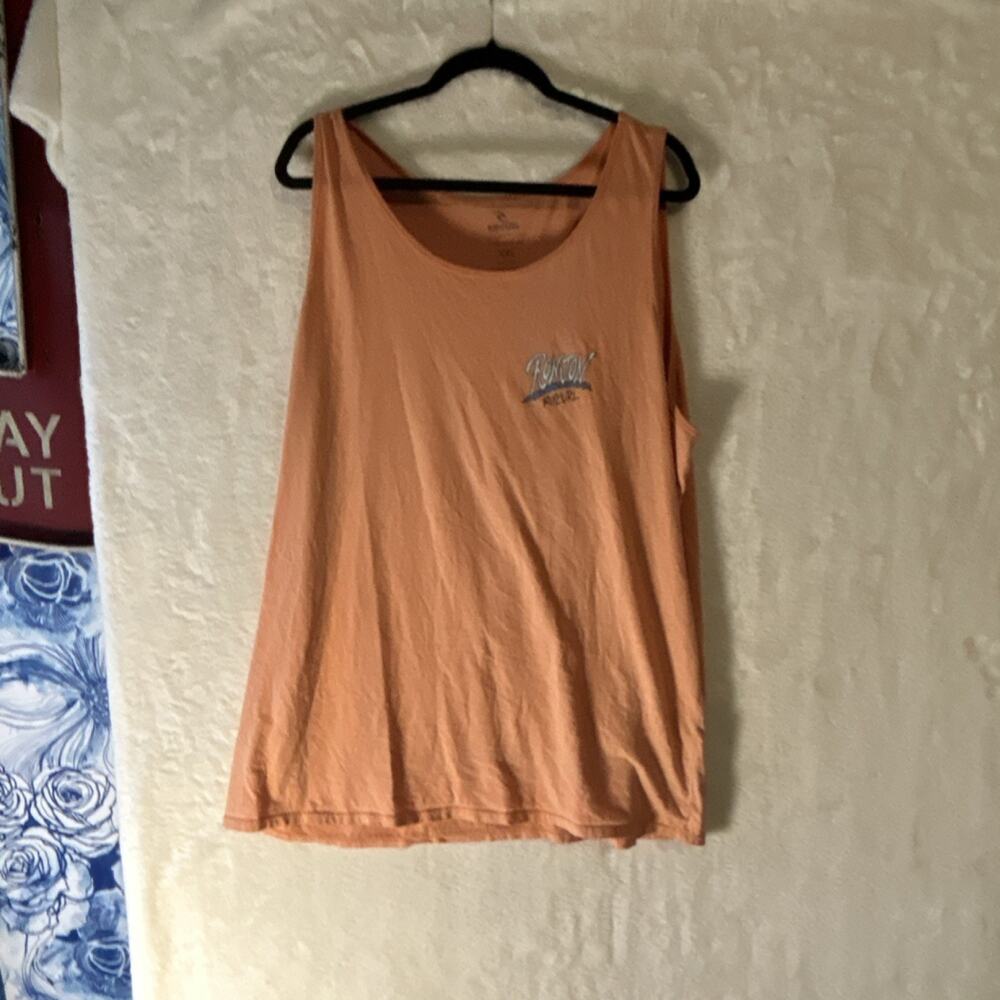 Rip Curl Tank Top Mens XXL Orange Fishing Graphic Sleeveless Surf Beach Shirt